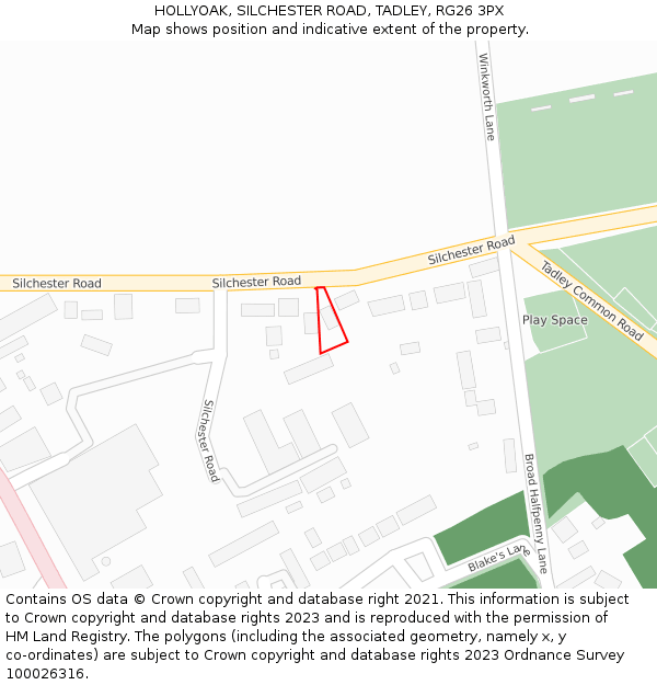 HOLLYOAK, SILCHESTER ROAD, TADLEY, RG26 3PX: Location map and indicative extent of plot