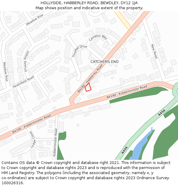 HOLLYSIDE, HABBERLEY ROAD, BEWDLEY, DY12 1JA: Location map and indicative extent of plot