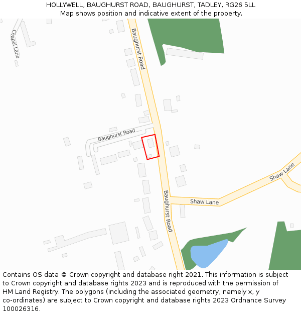 HOLLYWELL, BAUGHURST ROAD, BAUGHURST, TADLEY, RG26 5LL: Location map and indicative extent of plot