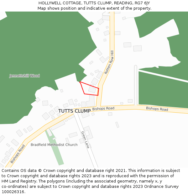 HOLLYWELL COTTAGE, TUTTS CLUMP, READING, RG7 6JY: Location map and indicative extent of plot