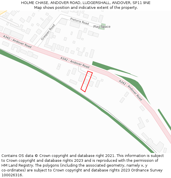 HOLME CHASE, ANDOVER ROAD, LUDGERSHALL, ANDOVER, SP11 9NE: Location map and indicative extent of plot