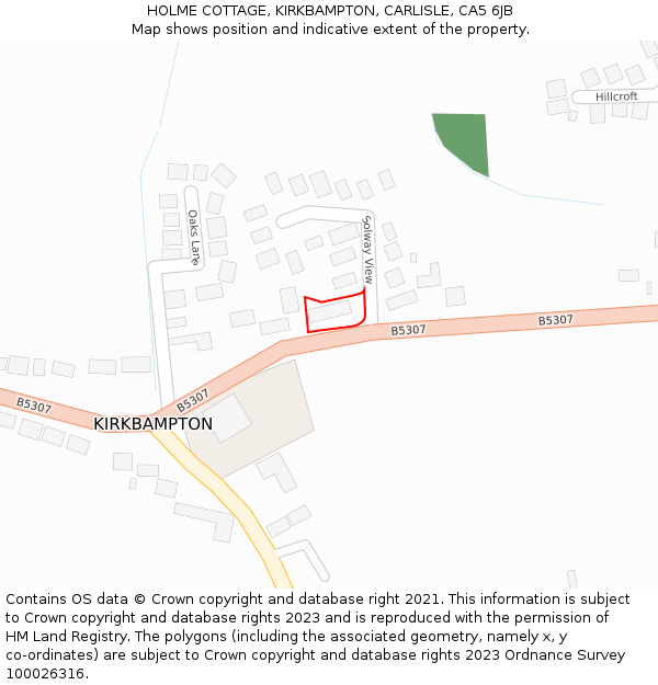 HOLME COTTAGE, KIRKBAMPTON, CARLISLE, CA5 6JB: Location map and indicative extent of plot