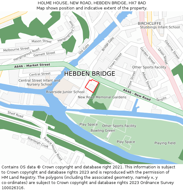 HOLME HOUSE, NEW ROAD, HEBDEN BRIDGE, HX7 8AD: Location map and indicative extent of plot