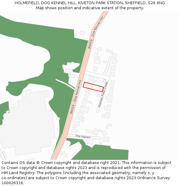 HOLMEFIELD, DOG KENNEL HILL, KIVETON PARK STATION, SHEFFIELD, S26 6NG: Location map and indicative extent of plot