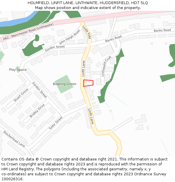 HOLMFIELD, LINFIT LANE, LINTHWAITE, HUDDERSFIELD, HD7 5LQ: Location map and indicative extent of plot