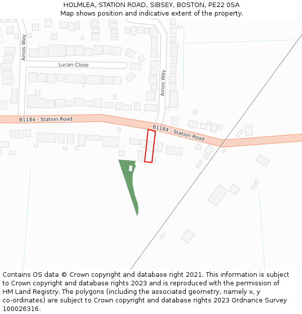 HOLMLEA, STATION ROAD, SIBSEY, BOSTON, PE22 0SA: Location map and indicative extent of plot