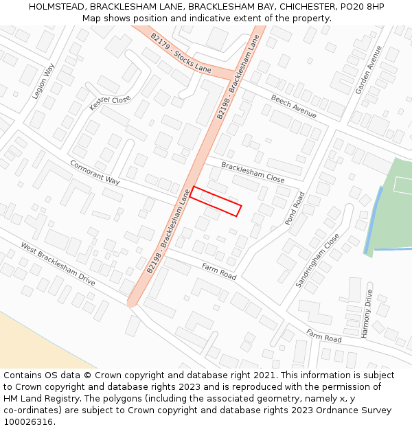 HOLMSTEAD, BRACKLESHAM LANE, BRACKLESHAM BAY, CHICHESTER, PO20 8HP: Location map and indicative extent of plot