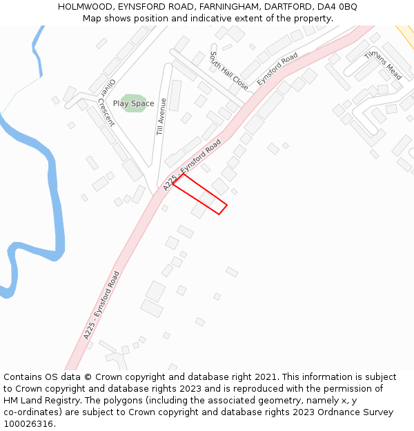 HOLMWOOD, EYNSFORD ROAD, FARNINGHAM, DARTFORD, DA4 0BQ: Location map and indicative extent of plot