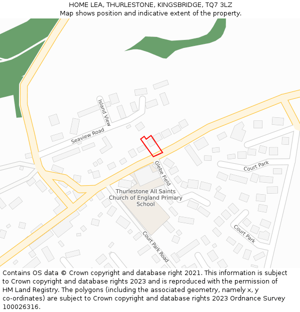 HOME LEA, THURLESTONE, KINGSBRIDGE, TQ7 3LZ: Location map and indicative extent of plot