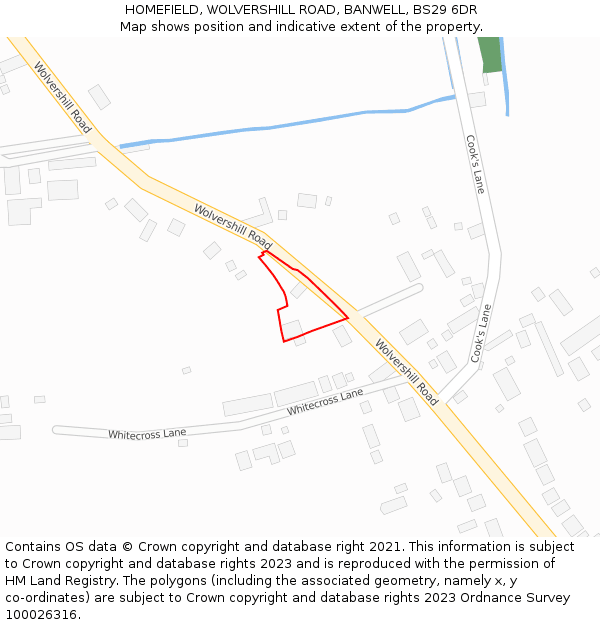 HOMEFIELD, WOLVERSHILL ROAD, BANWELL, BS29 6DR: Location map and indicative extent of plot