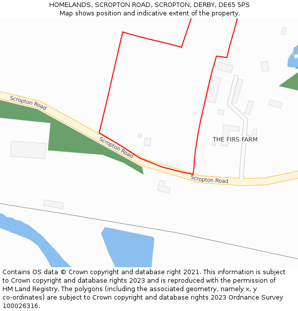 HOMELANDS, SCROPTON ROAD, SCROPTON, DERBY, DE65 5PS: Location map and indicative extent of plot