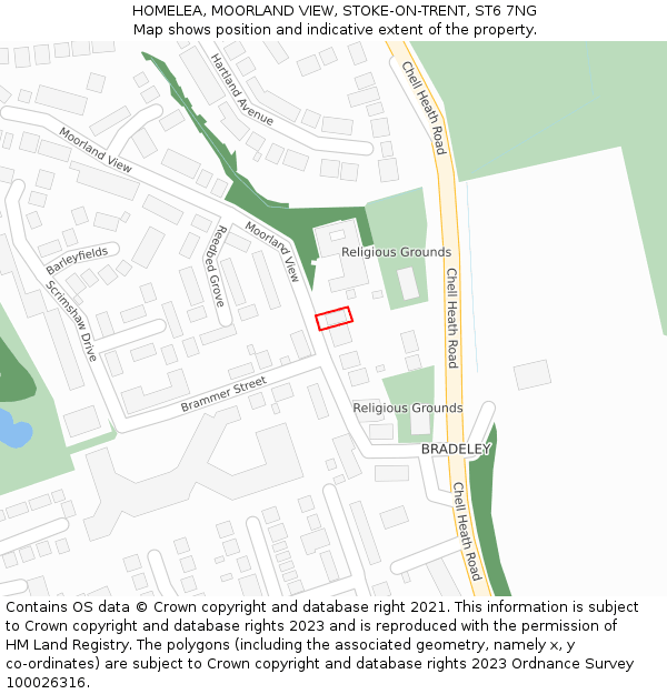 HOMELEA, MOORLAND VIEW, STOKE-ON-TRENT, ST6 7NG: Location map and indicative extent of plot