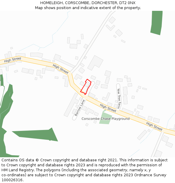 HOMELEIGH, CORSCOMBE, DORCHESTER, DT2 0NX: Location map and indicative extent of plot