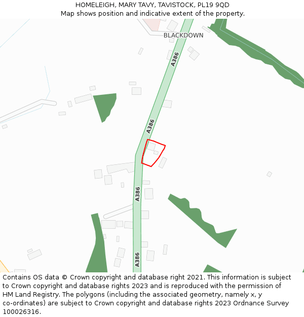 HOMELEIGH, MARY TAVY, TAVISTOCK, PL19 9QD: Location map and indicative extent of plot