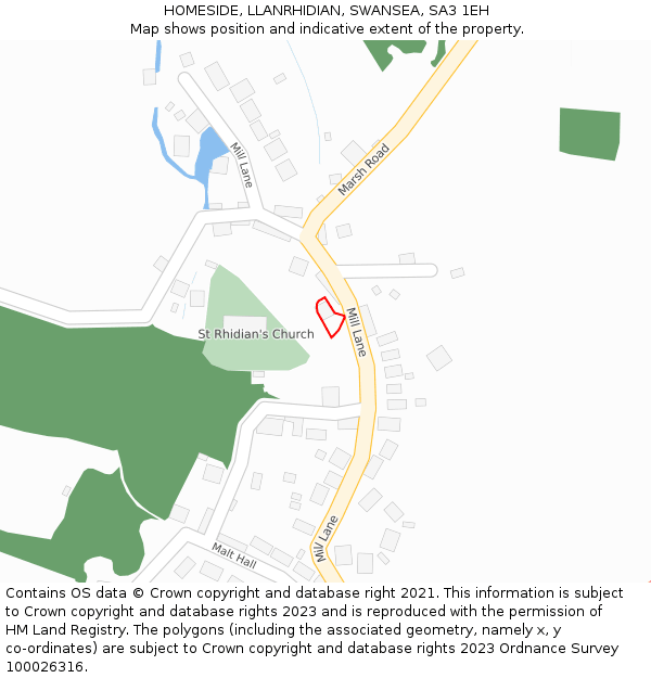 HOMESIDE, LLANRHIDIAN, SWANSEA, SA3 1EH: Location map and indicative extent of plot