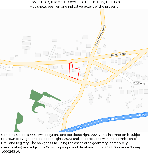 HOMESTEAD, BROMSBERROW HEATH, LEDBURY, HR8 1PG: Location map and indicative extent of plot