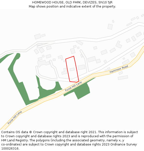 HOMEWOOD HOUSE, OLD PARK, DEVIZES, SN10 5JR: Location map and indicative extent of plot
