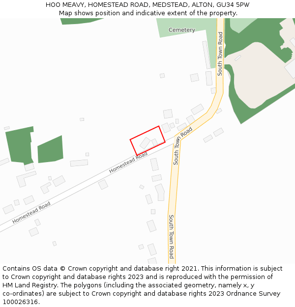 HOO MEAVY, HOMESTEAD ROAD, MEDSTEAD, ALTON, GU34 5PW: Location map and indicative extent of plot