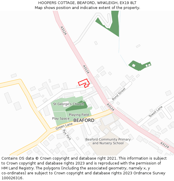 HOOPERS COTTAGE, BEAFORD, WINKLEIGH, EX19 8LT: Location map and indicative extent of plot