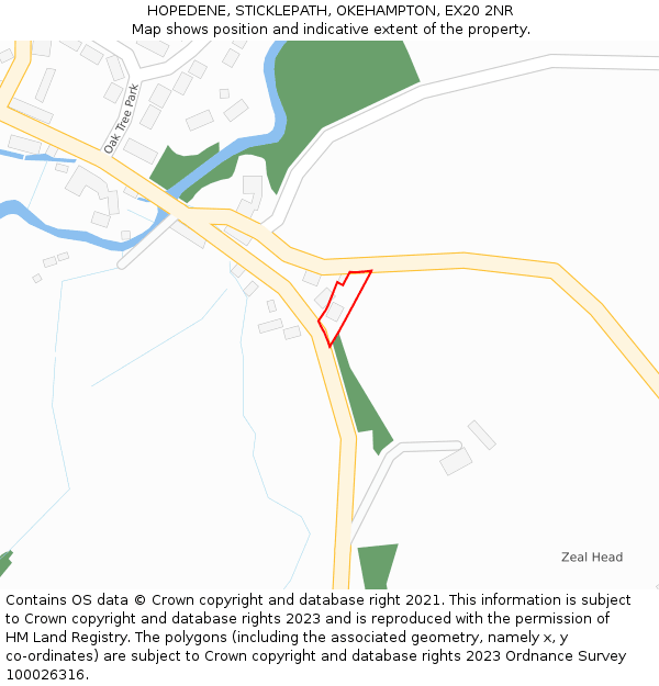 HOPEDENE, STICKLEPATH, OKEHAMPTON, EX20 2NR: Location map and indicative extent of plot
