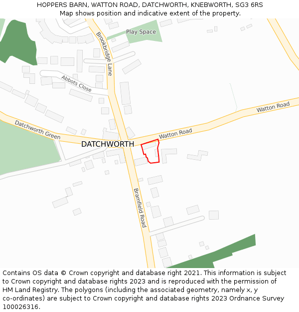 HOPPERS BARN, WATTON ROAD, DATCHWORTH, KNEBWORTH, SG3 6RS: Location map and indicative extent of plot