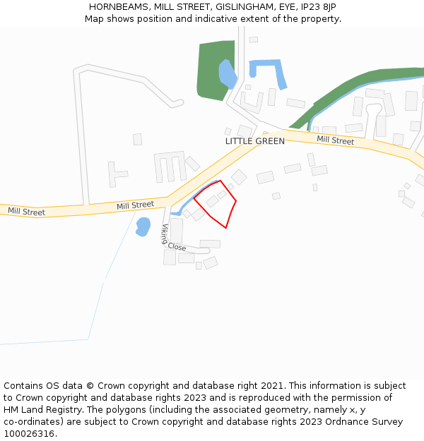 HORNBEAMS, MILL STREET, GISLINGHAM, EYE, IP23 8JP: Location map and indicative extent of plot