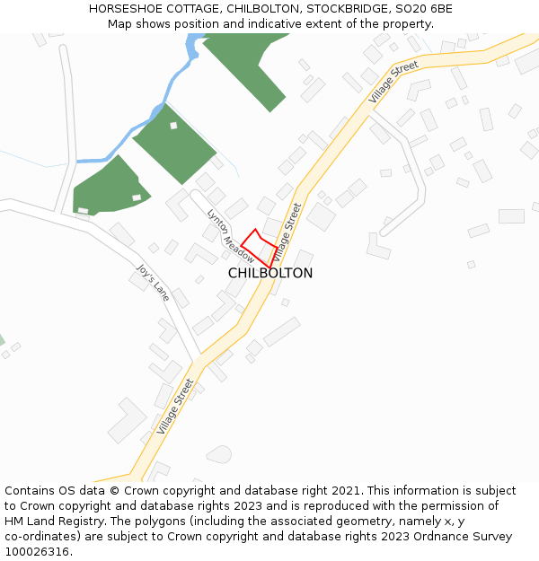 HORSESHOE COTTAGE, CHILBOLTON, STOCKBRIDGE, SO20 6BE: Location map and indicative extent of plot