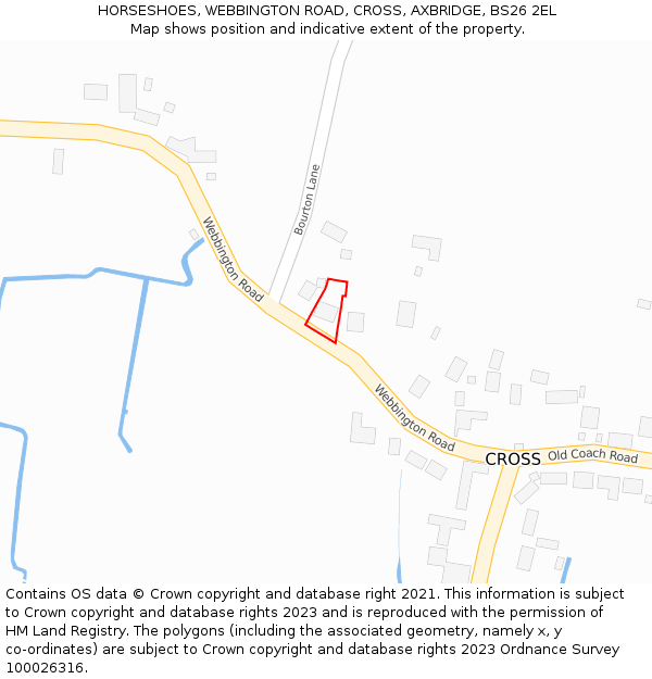 HORSESHOES, WEBBINGTON ROAD, CROSS, AXBRIDGE, BS26 2EL: Location map and indicative extent of plot