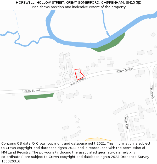 HORSWELL, HOLLOW STREET, GREAT SOMERFORD, CHIPPENHAM, SN15 5JD: Location map and indicative extent of plot