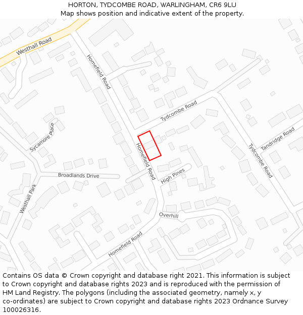 HORTON, TYDCOMBE ROAD, WARLINGHAM, CR6 9LU: Location map and indicative extent of plot