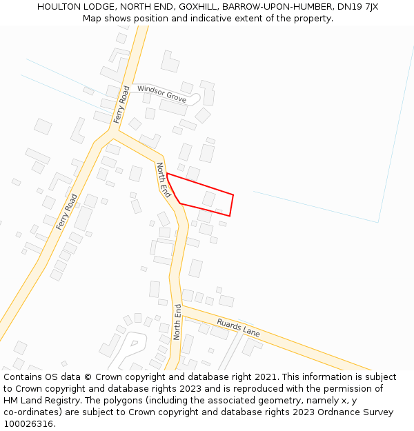 HOULTON LODGE, NORTH END, GOXHILL, BARROW-UPON-HUMBER, DN19 7JX: Location map and indicative extent of plot