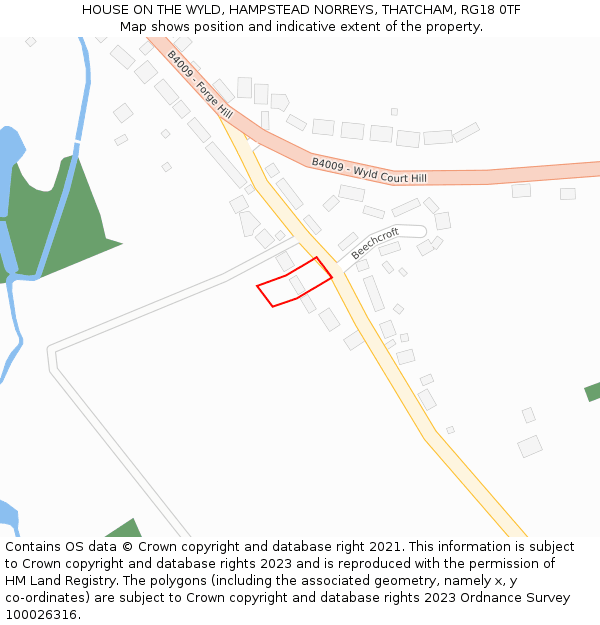 HOUSE ON THE WYLD, HAMPSTEAD NORREYS, THATCHAM, RG18 0TF: Location map and indicative extent of plot