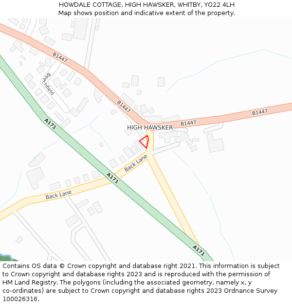 HOWDALE COTTAGE, HIGH HAWSKER, WHITBY, YO22 4LH: Location map and indicative extent of plot