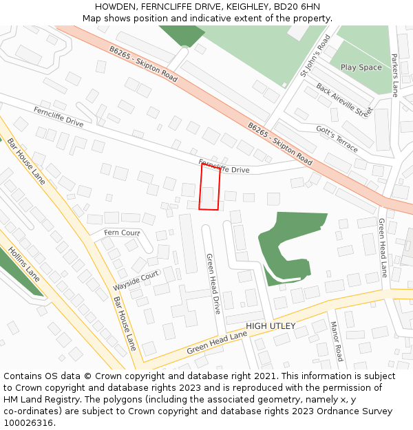 HOWDEN, FERNCLIFFE DRIVE, KEIGHLEY, BD20 6HN: Location map and indicative extent of plot