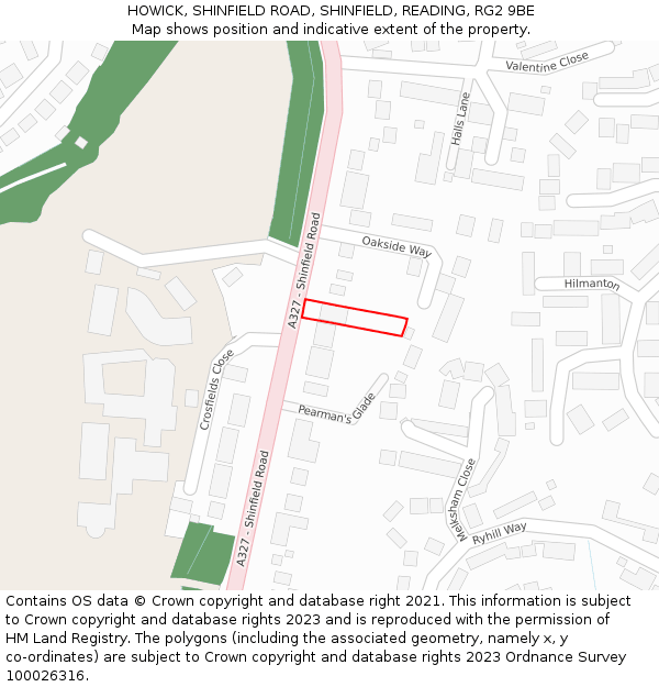 HOWICK, SHINFIELD ROAD, SHINFIELD, READING, RG2 9BE: Location map and indicative extent of plot