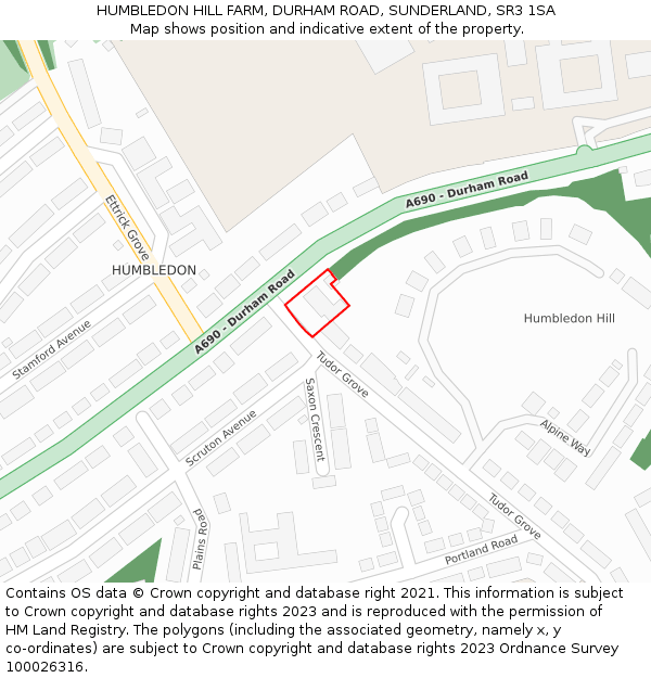 HUMBLEDON HILL FARM, DURHAM ROAD, SUNDERLAND, SR3 1SA: Location map and indicative extent of plot