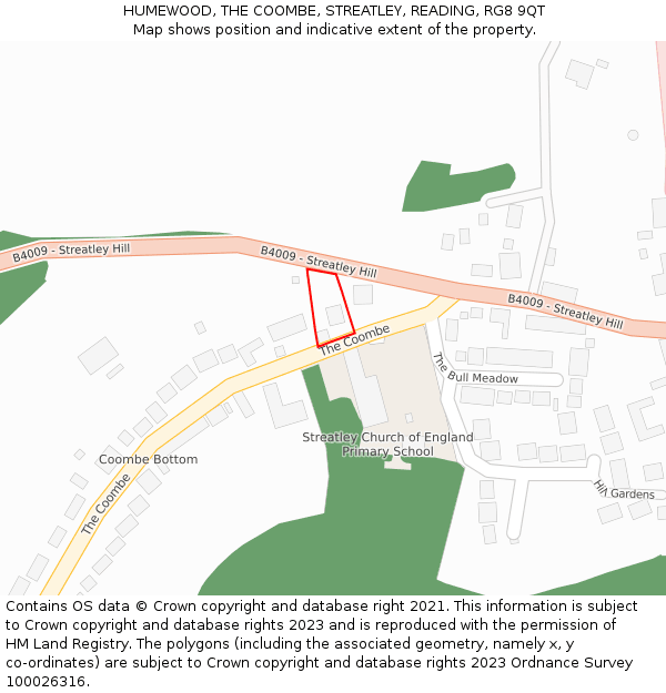 HUMEWOOD, THE COOMBE, STREATLEY, READING, RG8 9QT: Location map and indicative extent of plot