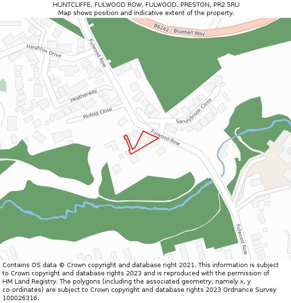 HUNTCLIFFE, FULWOOD ROW, FULWOOD, PRESTON, PR2 5RU: Location map and indicative extent of plot