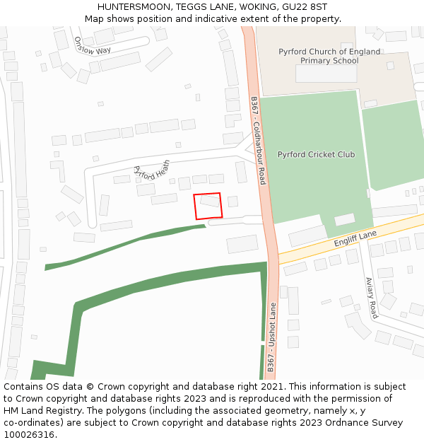 HUNTERSMOON, TEGGS LANE, WOKING, GU22 8ST: Location map and indicative extent of plot