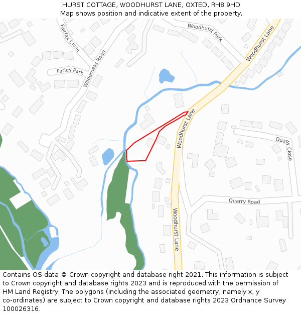 HURST COTTAGE, WOODHURST LANE, OXTED, RH8 9HD: Location map and indicative extent of plot