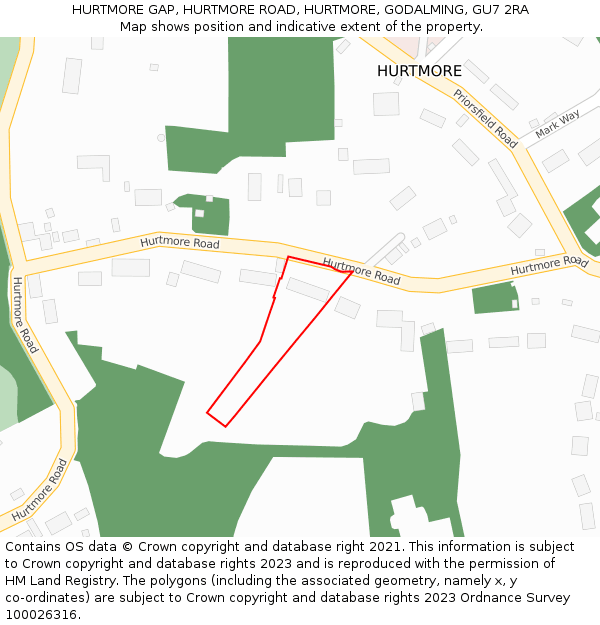 HURTMORE GAP, HURTMORE ROAD, HURTMORE, GODALMING, GU7 2RA: Location map and indicative extent of plot