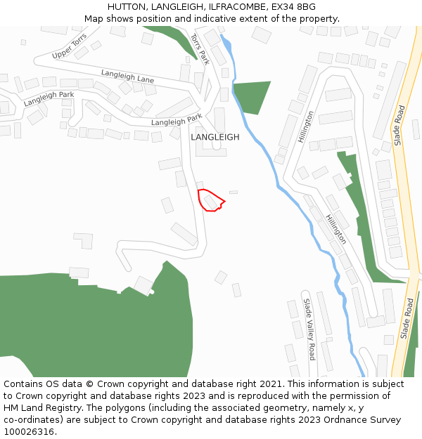 HUTTON, LANGLEIGH, ILFRACOMBE, EX34 8BG: Location map and indicative extent of plot