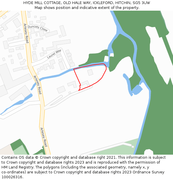 HYDE MILL COTTAGE, OLD HALE WAY, ICKLEFORD, HITCHIN, SG5 3UW: Location map and indicative extent of plot