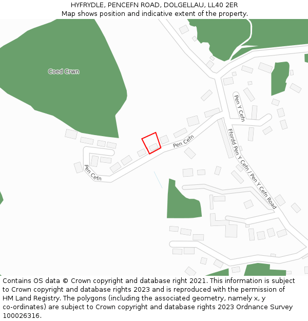 HYFRYDLE, PENCEFN ROAD, DOLGELLAU, LL40 2ER: Location map and indicative extent of plot