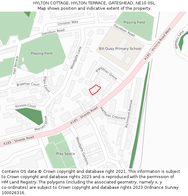 HYLTON COTTAGE, HYLTON TERRACE, GATESHEAD, NE10 0SL: Location map and indicative extent of plot