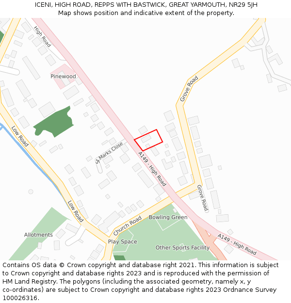 ICENI, HIGH ROAD, REPPS WITH BASTWICK, GREAT YARMOUTH, NR29 5JH: Location map and indicative extent of plot