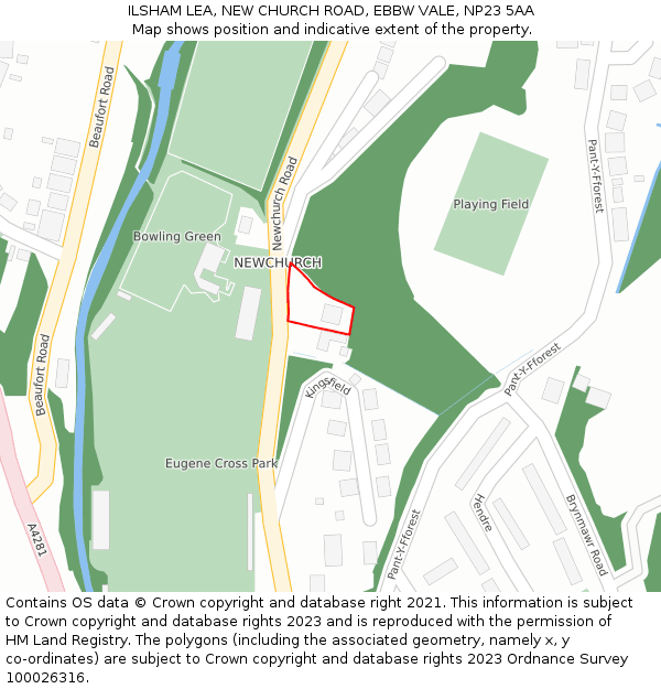 ILSHAM LEA, NEW CHURCH ROAD, EBBW VALE, NP23 5AA: Location map and indicative extent of plot