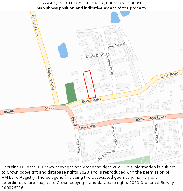 IMAGES, BEECH ROAD, ELSWICK, PRESTON, PR4 3YB: Location map and indicative extent of plot