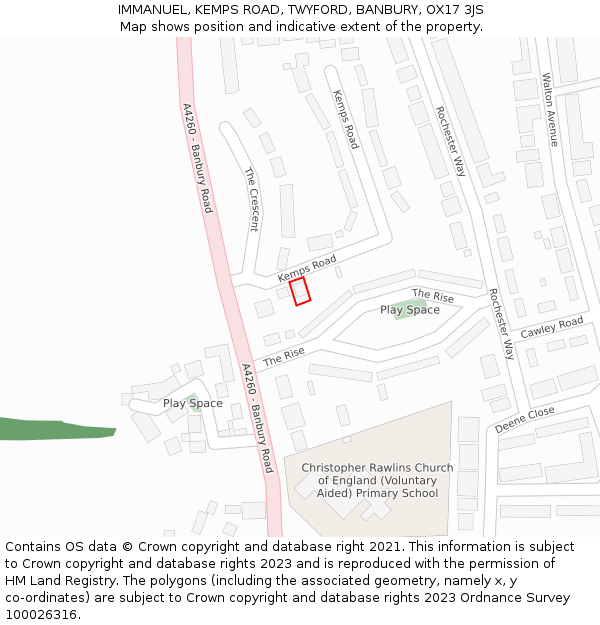 IMMANUEL, KEMPS ROAD, TWYFORD, BANBURY, OX17 3JS: Location map and indicative extent of plot