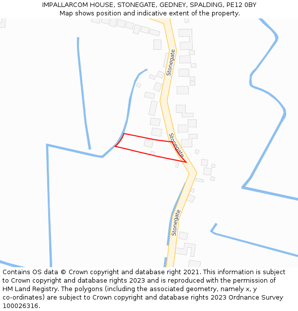 IMPALLARCOM HOUSE, STONEGATE, GEDNEY, SPALDING, PE12 0BY: Location map and indicative extent of plot